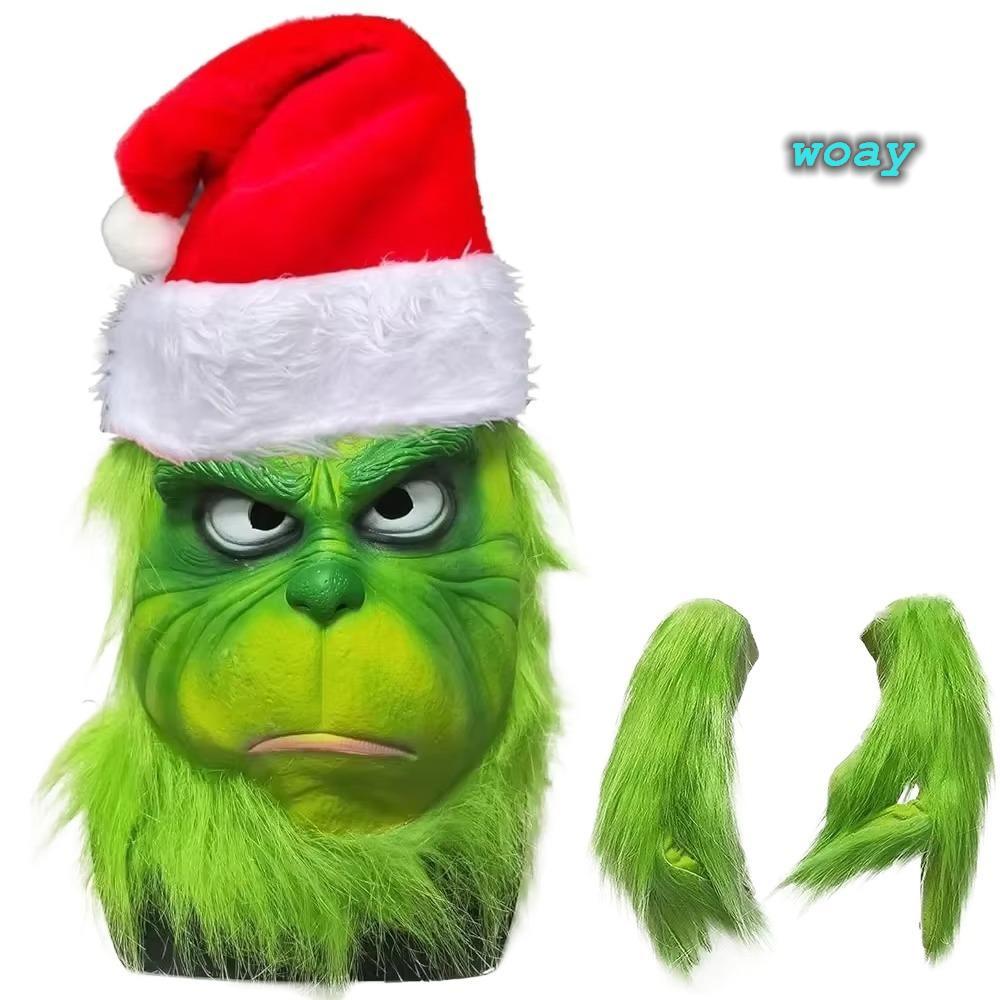 WOAY Grinch, Lông Xanh Freak Hóa Trang Grinch Mũ Đội Đầu, Cao Su Anime Grinch Masque Dự Tiệc Cung Cấ