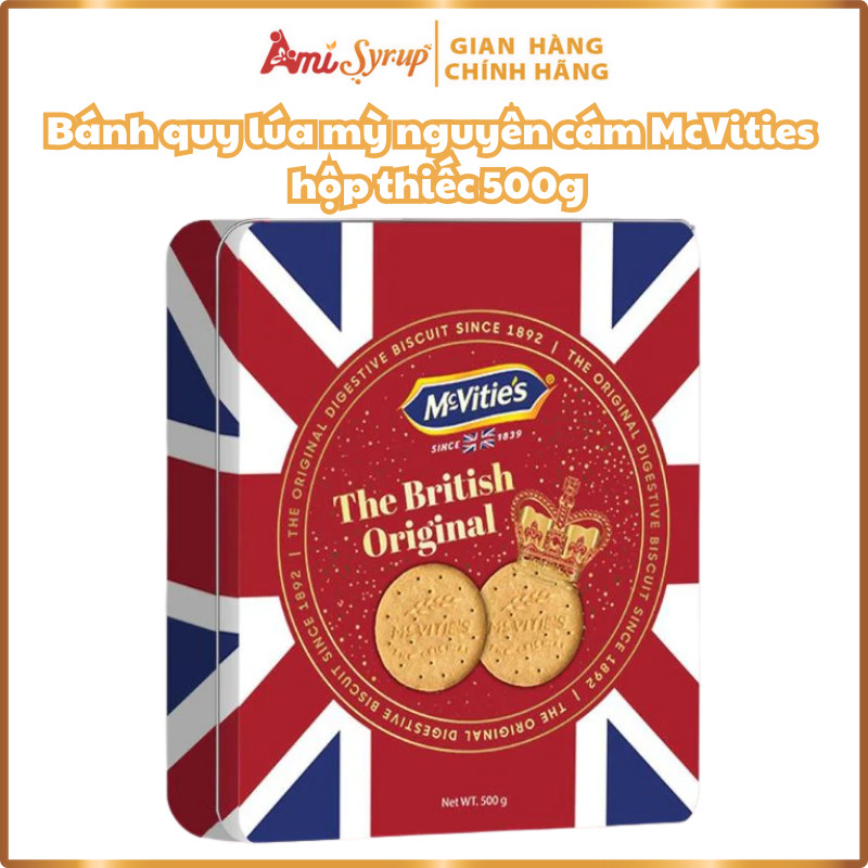 Bánh quy lúa mỳ nguyên cám McVities hộp thiếc 500g Cao Cấp, Món Quà Ý Nghĩa