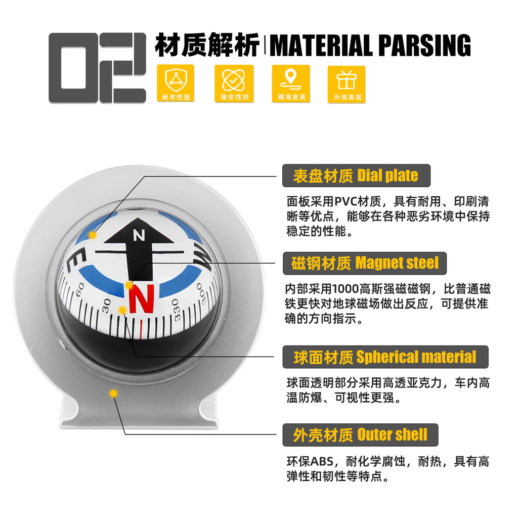 La bàn ô tô lớn dành cho xe cắm trại LC600, phù hợp làm quà tặng và đồ trang trí