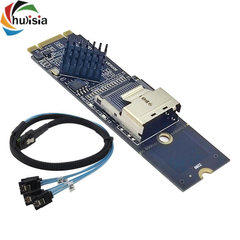 M.2 NVMe to Mini SAS 36 Pin SFF-8087 SATA 3.0 Bộ điều khiển thẻ mở rộng Bộ chuyển đổi thẻ cắm và chạ