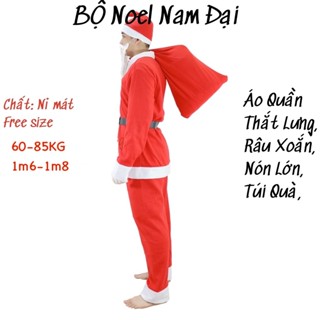  Bộ quần áo ông già Noel người Lớn bằng nhung cao cấp đủ phụ kiện mũ nón râu túi bao tay  
