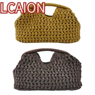 Túi xách nữ LCAION, Túi ly hợp dệt dung tích lớn họa tiết đơn giản, Túi xách đi biển bằng rơm sang trọng thanh lịch Ví du lịch