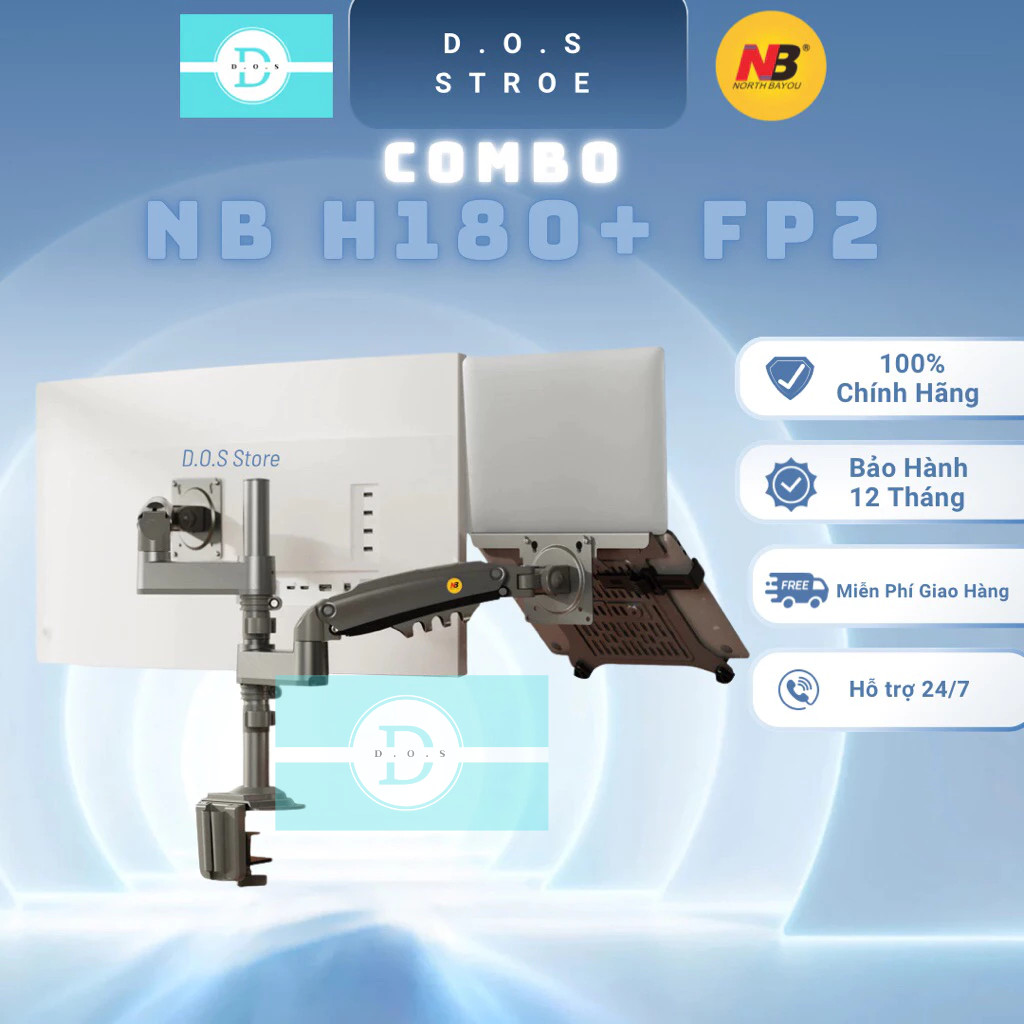 [COMBO] [NB H180 + FP2] [North Bayou] GIÁ TREO MÀN HÌNH MÁY TÍNH+ KẸP LAPTOP Monitor ARM