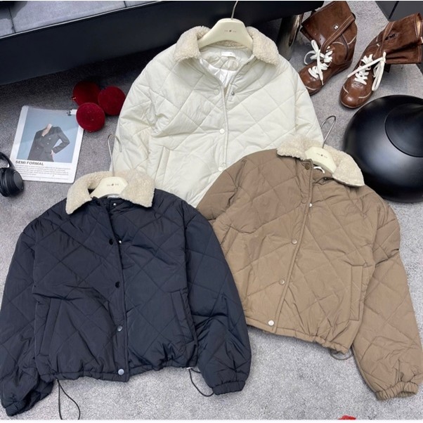 Áo phao siêu nhẹ trái trám cổ lông 9021