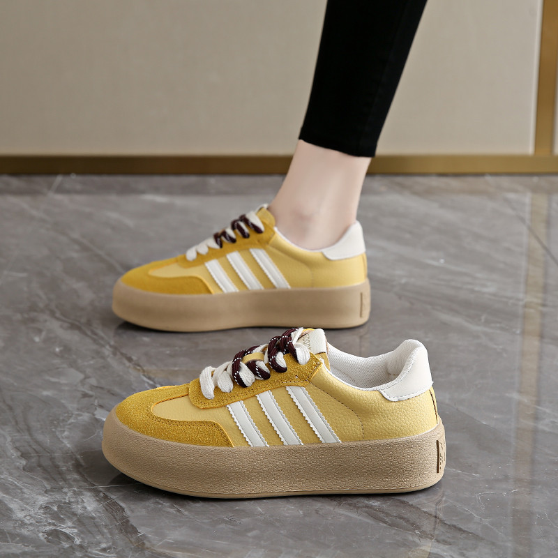 Women's Lace-Up Shoes Fashion Korean Style Autumn Leather Training Shoes Casual Sneakers66-11Women's