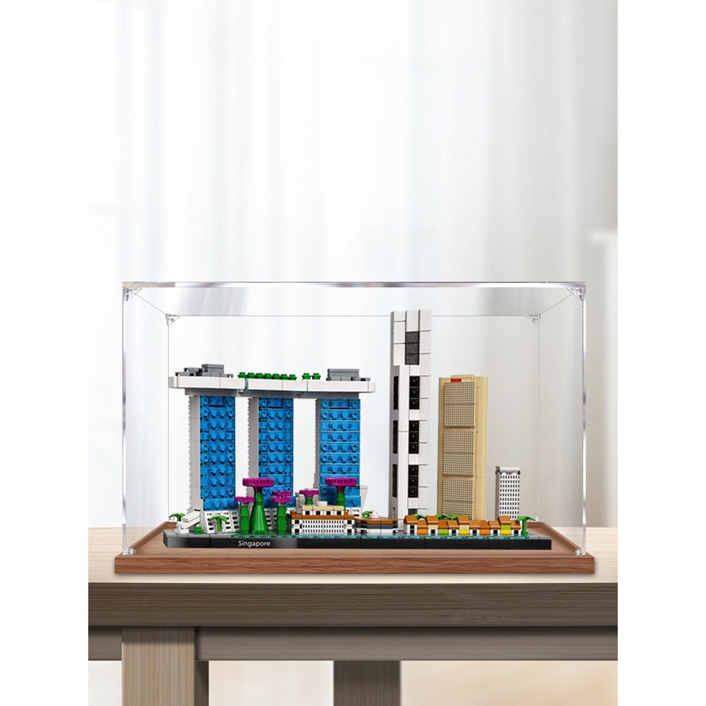 [Hộp chống bụi acrylic] Hộp trưng bày acrylic dòng xây dựng Singapore Thích hợp cho Lego 21057 Hộp đ
