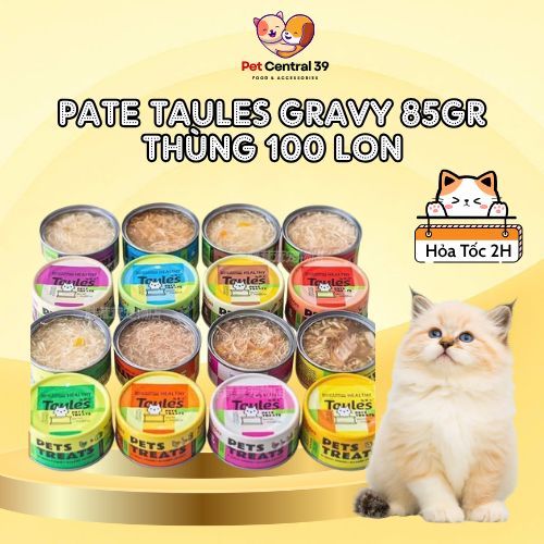 (Combo 50-100 lon) Pate Taules - Thức Ăn Cho Mèo Con Mèo Trưởng Thành Dinh Dưỡng Mượt Lông Lon 85g -