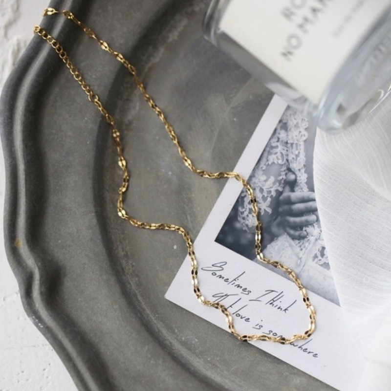 Dây Chuyền Mạ thép Titan 18K Vàng Hồng/Vàng Môi, Phong Cách Cổ Điển Đơn Giản Cho Nữ