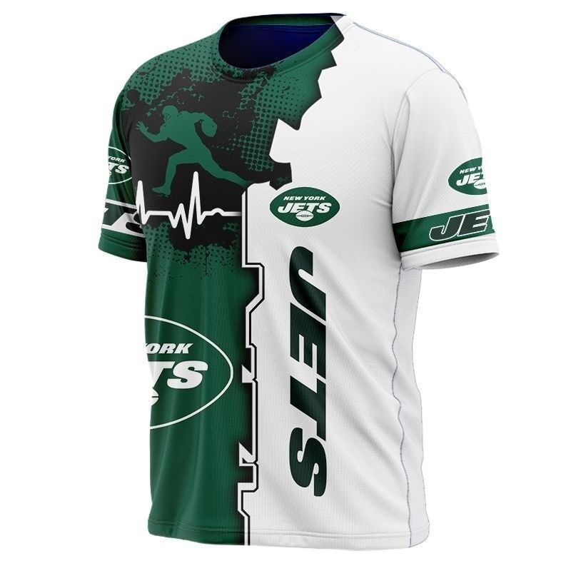 Áo thun ngắn tay cổ tròn in logo đội bóng đá NFL, phù hợp cho nam yêu thể thao