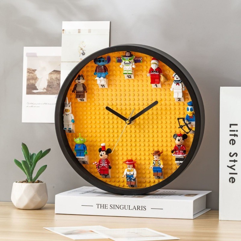 Khối xây dựng Đồng hồ treo tường Tương thích Lego Trang trí tường Đồng hồ im lặng 40cm Phòng trẻ em 