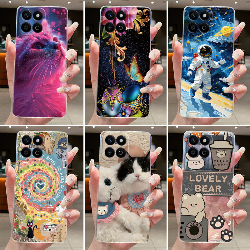 Ốp Cho Honor X7C Ốp Lưng ALT-LX2 Silicon Trong Suốt Thẩm Mỹ Thời Trang Mèo Hoạt Hình Mềm TPU Cover X