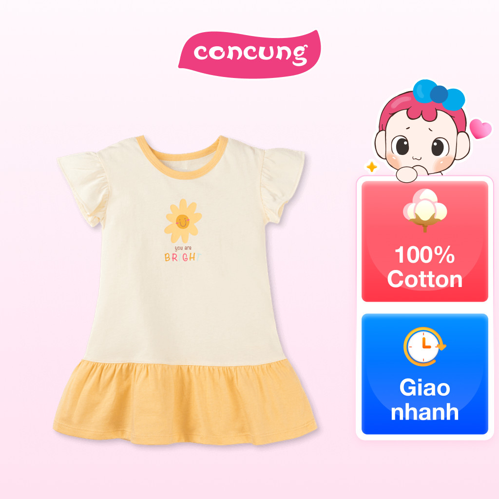 Đầm bé gái Animo Easy LU1025021 (4Y,Kem-vàng,TT02)