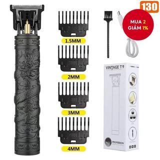   Tông đơ cắt tóc điện T9 Máy cắt tóc chuyên nghiệp Máy cạo râu điện có thể sạc lại Máy cắt tóc cho nam Đen 4 lược 