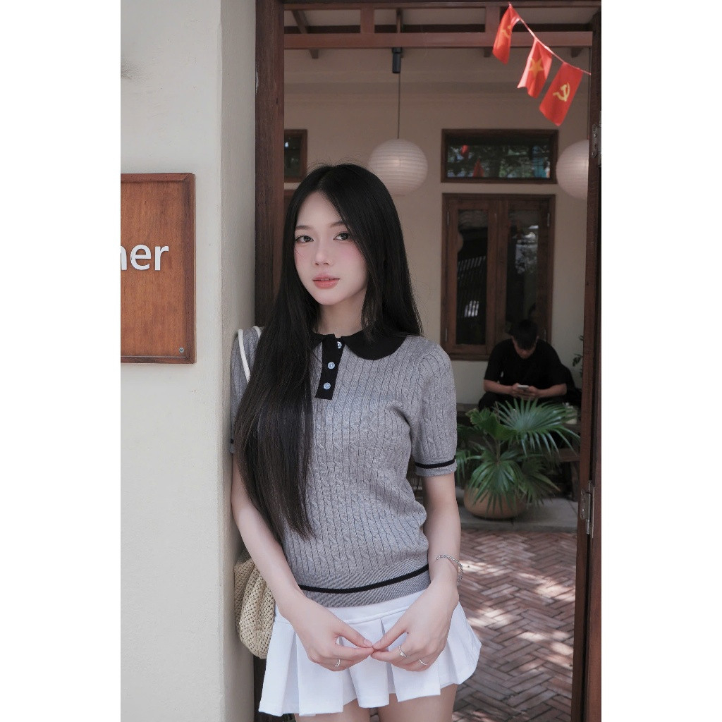 BST hè HTIQUE) DEAL mở bán Áo len cổ sen siêu nhẹ nhàng, Áo len dệt kim nữa kiểu dáng basic HT05