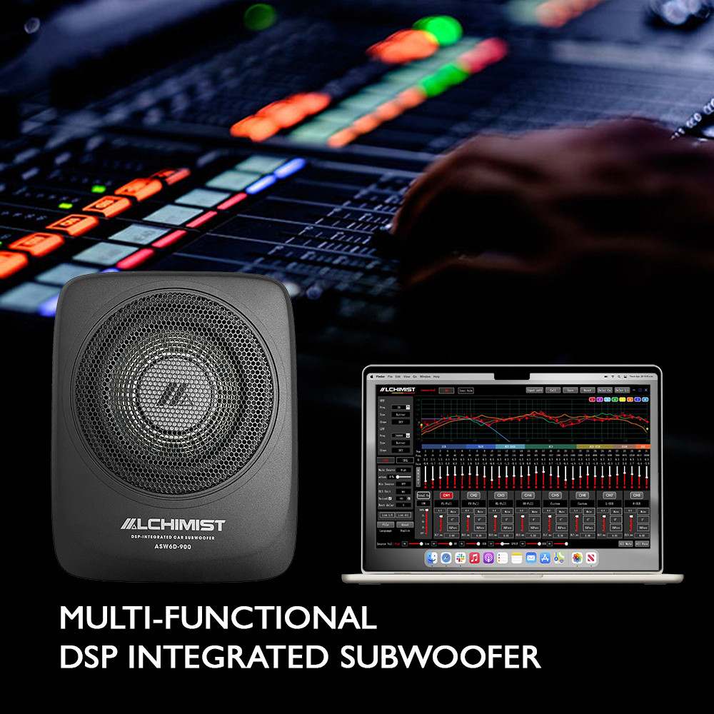 Loa Sub kiêm DSP Ô tô Alchimist ASW6D-900, DSP khuếch đại, âm bass mạnh mẽ, bảo hành 12 tháng