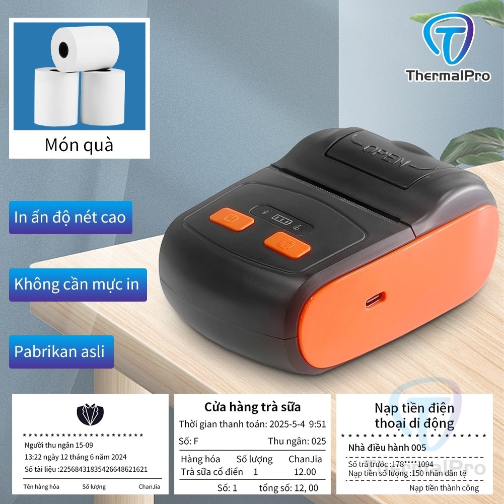 Máy In Nhiệt Bluetooth 58mm Mini (2 inch) Cầm Tay Di Động – Máy In Hóa Đơn/Biên Lai Không Dây USB