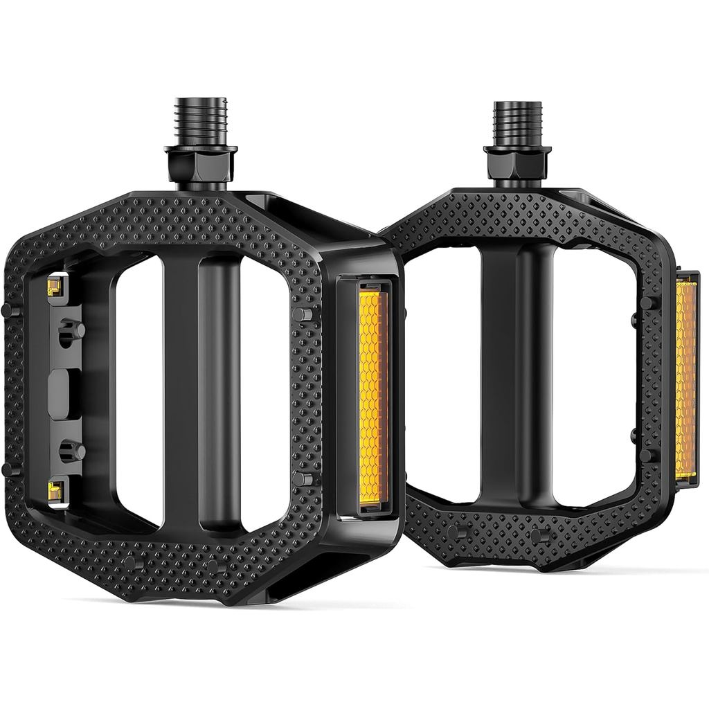 Bàn đạp xe đạp HENMI có dải phản quang, phù hợp đa dạng loại xe đạp như Ebike và MTB, thiết kế thay 