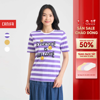  Áo phông nữ CANIFA áo thun cộc tay chất liệu cotton có hình in 6TS24S007 
