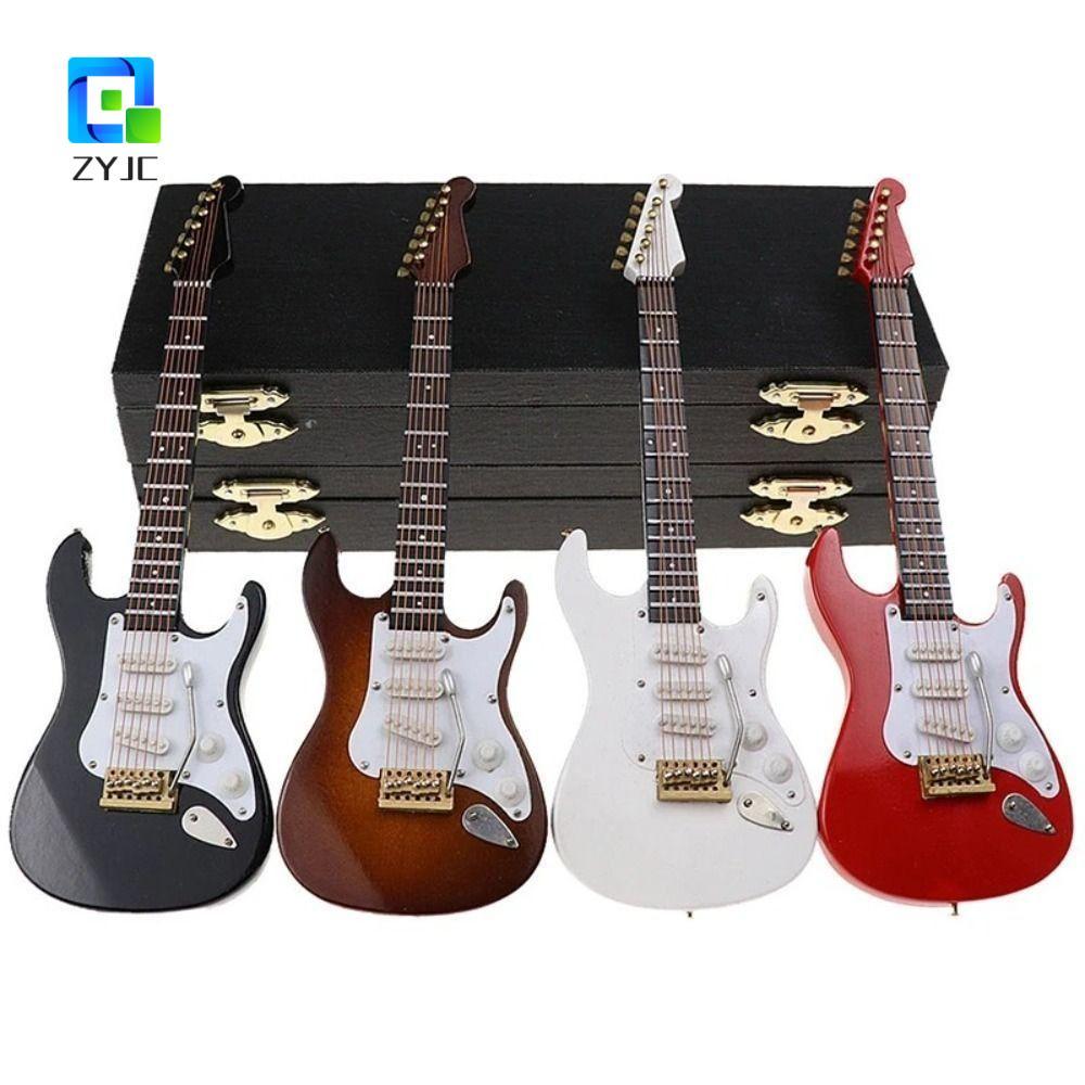 ZYJC Nhà Búp Bê Thu Nhỏ Đàn Guitar, Nhạc Cụ Cổ Điển Mini Gỗ Đàn Guitar Điện, Đàn Guitar Điện Mini Sá