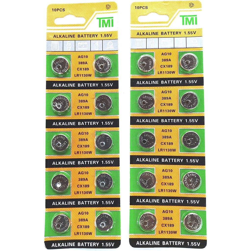 10 Viên pin AG10 LR1130 AG 10 SR54 189 389 SR1130 L1131 G10A Nút Cho Đồng Hồ Đồ Chơi