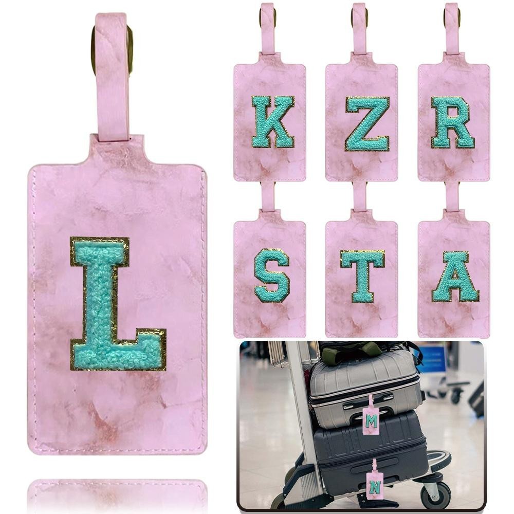 Pink Luggage tag information checked luggage anti-loss luggage box identification plate Green embroi