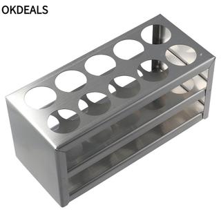 Giá đỡ ống nghiệm OKDEALS, Giá đỡ phòng thí nghiệm 3 lớp 10 lỗ, Ứng dụng rộng rãi 2 khe inox 304 cho ống 26-29.5mm