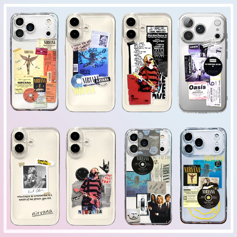Ốp Điện Thoại Banda Nirvana Oasis Cho iPhone 12 13 14 Pro Max Plus Mini Mềm Trong Suốt Silicon