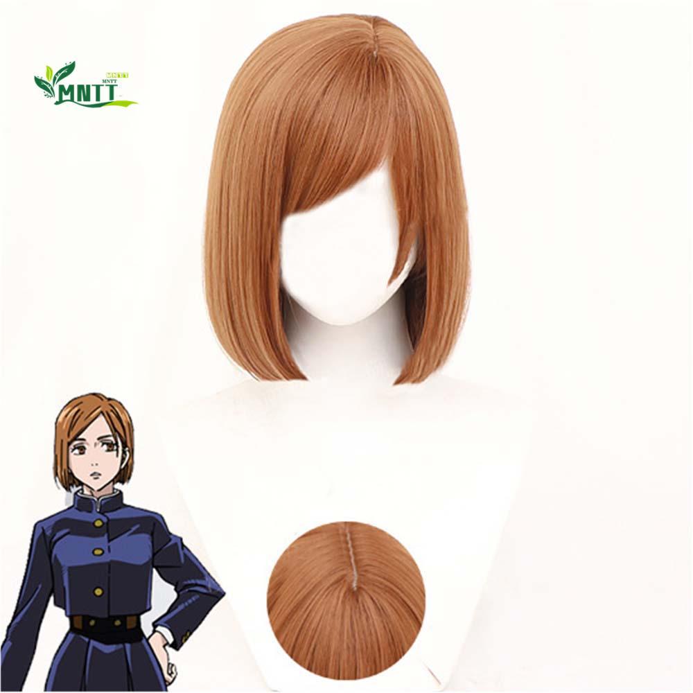 MNTT Tóc giả tổng hợp Nobara Kugisaki cho cosplay Jujutsu Kaisen