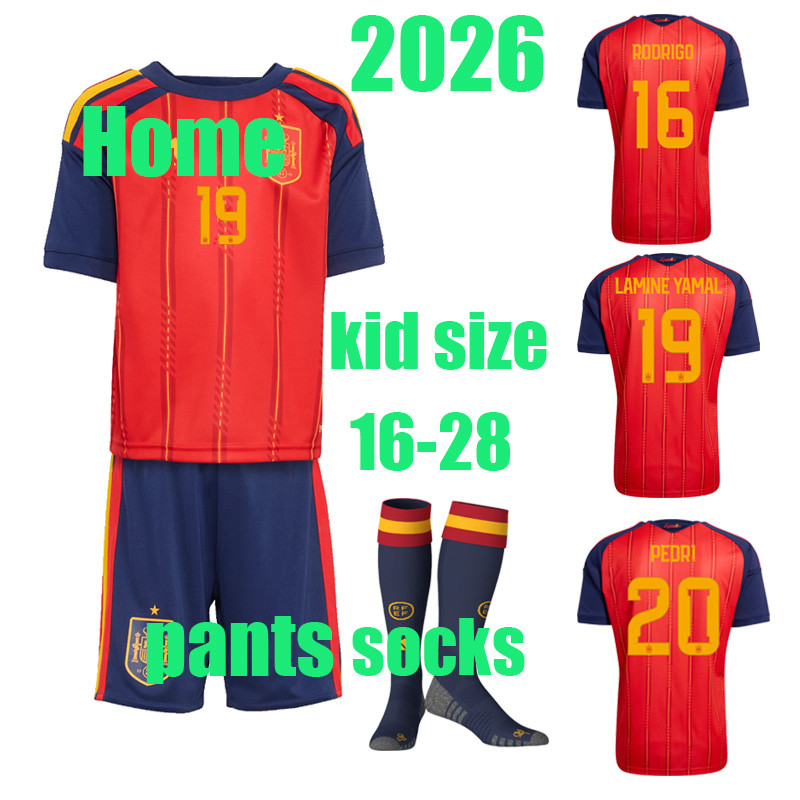 Bộ đồng phục bóng đá trẻ em Lamine Yamal 2026 - Áo thun và quần tất cho các cầu thủ như Raúl Morata,