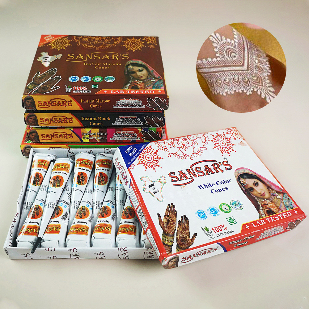 Trắng Hình Xăm Mẫu Kem Henna Kem Henna Họa Tiết Hoa Henna Sơn Sơn Henna Kem Hộp