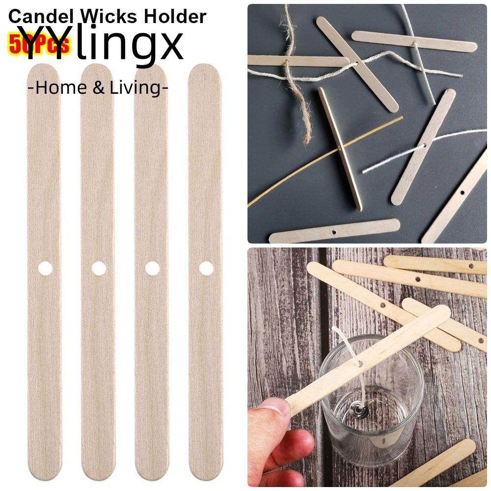 YYLINGX 50 Cái Dụng cụ làm Candel, Giá đỡ bấc Candel 114mm DIY, Thiết bị định tâm bằng gỗ Thủ công t
