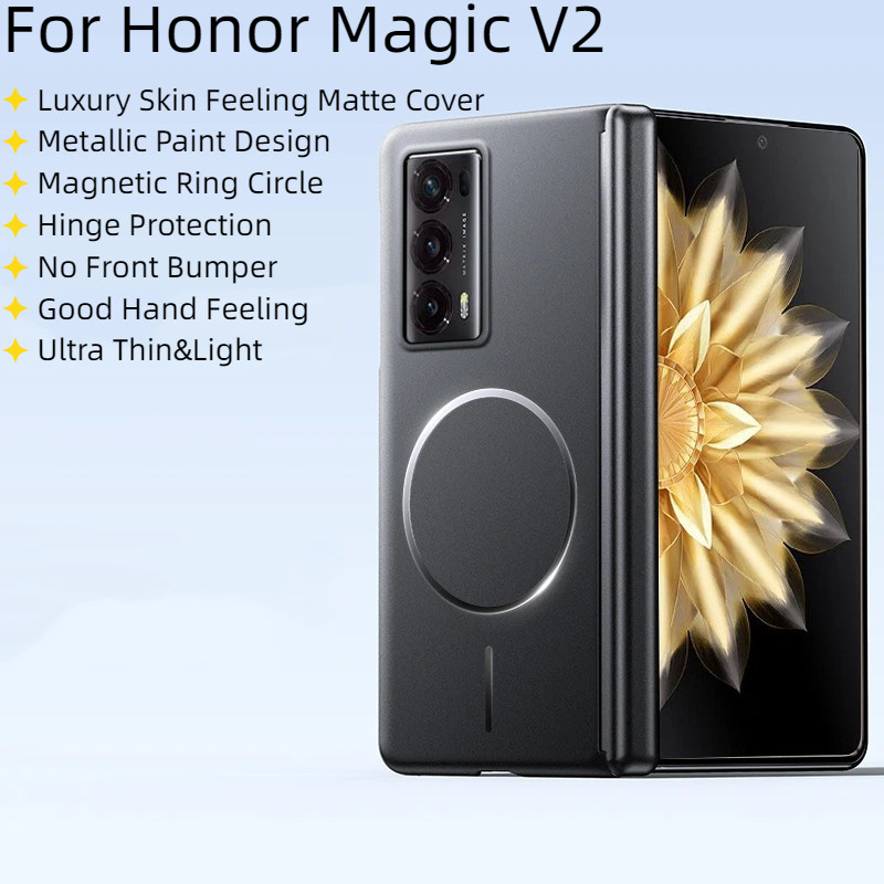 Dành Cho Honor Magic Vs2 VS3 V2 MagicV2 Ốp Lưng Sang Trọng Cảm Giác Da Sơn Kim Loại PC Cứng Từ Bản L