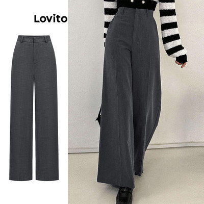Quần nữ Lovito thanh lịch cơ bản màu trơn phong cách LAD106654