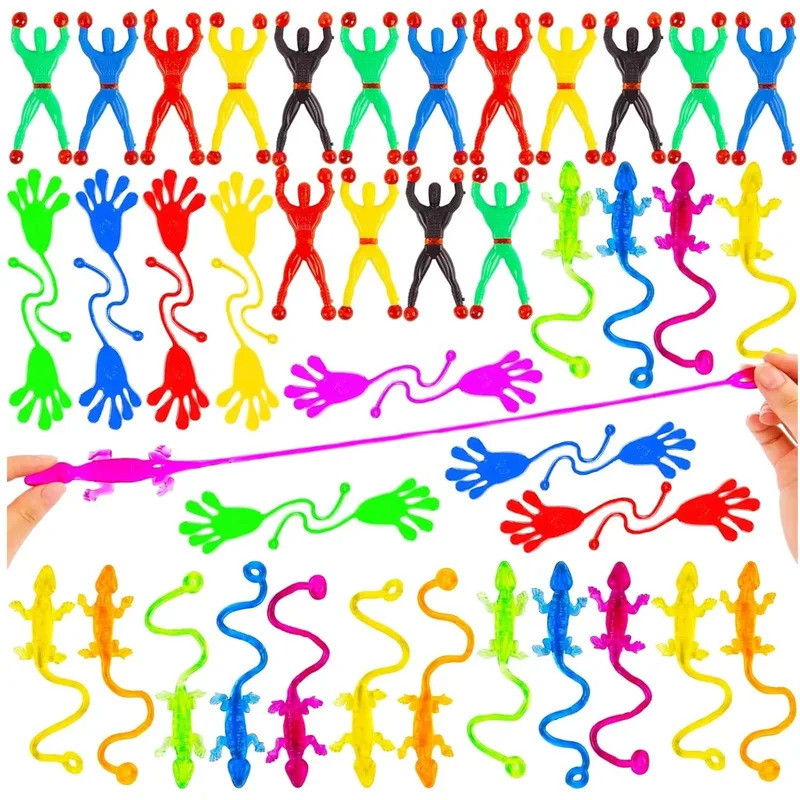 10 / 20Pcs Extendable Elastic Sticky Hand Gecko Lizard Wall Rolling Climber Man Stress Relief Fidget