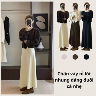 [QCCC] Chân váy nỉ lót nhung dáng đuôi cá xoè nhẹ loại dày đẹp, ấm áp mùa đông M.L.XL C63
