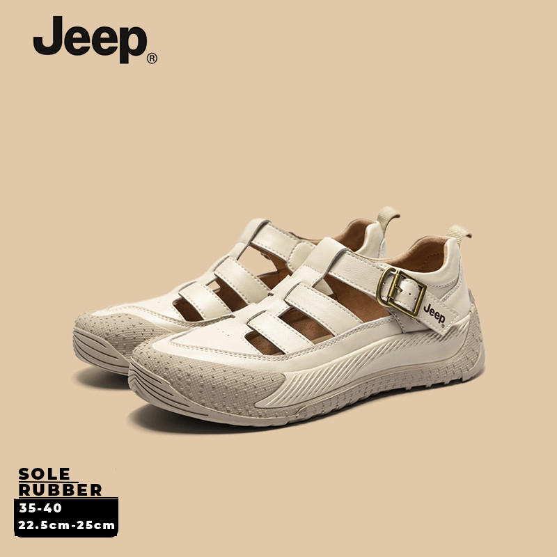 Jeep La Mã Giày Sandal Nhẹ Chống Mài Mòn Nữ T-Buckle Đế Dày Lỗ Giày Nữ Rỗng Đi Biển Giày Sandal Thể 