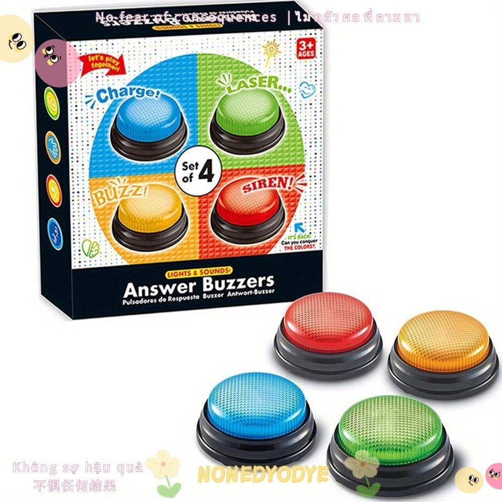 NONEDYODYE 4 Pcs Game Buzzers, 4 Color Light And Sound Alarm Buzzer, Fashion Quiz Game Show Vibratio