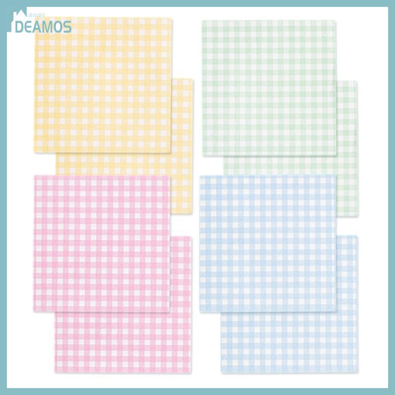 DE 8 Chiếc Plaids Element Note Grid Memos Pad Sổ Tay Nhiều Màu Sắc Cho Học Sinh