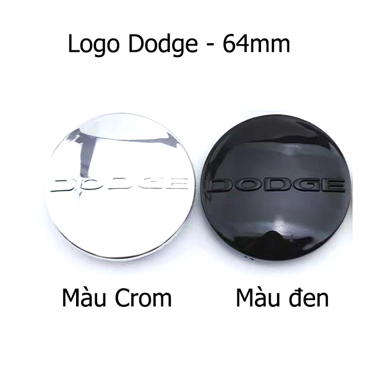 (Dodge) Mâm xe, logo xe hơi Dodge, có 2 màu đen bóng và crom bóng, kích thước 64mm phù hợp dòng xe D
