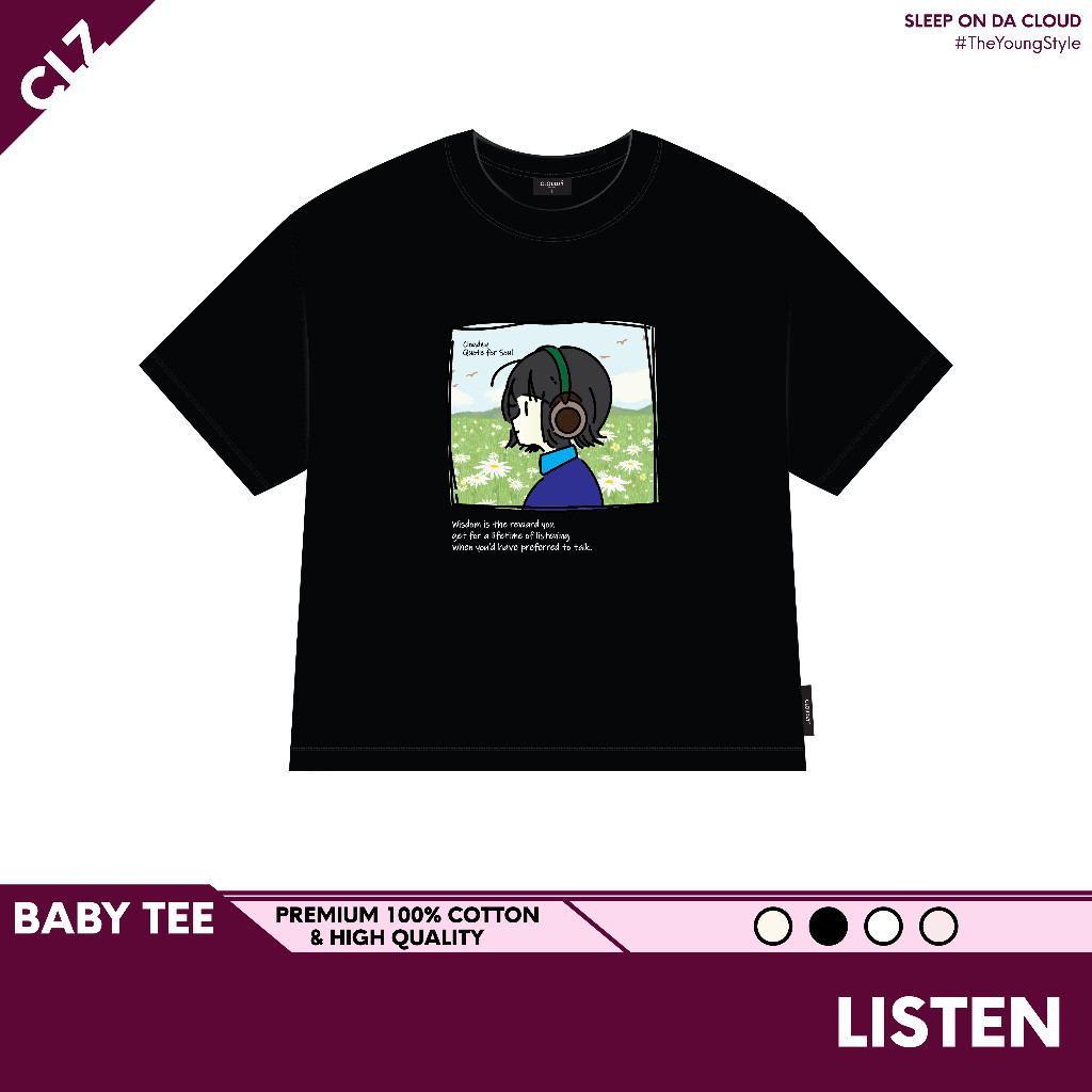 Áo thun form baby tee phông cộc tay nữ Cloudzy thun cổ tròn body vải cotton thoáng mát BBT LISTEN