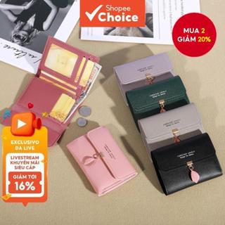 Thời Trang Mới Ví Nhỏ Nữ Phong Cách Ngắn Phiên Bản Hàn Quốc Đơn Giản Nhỏ Tươi Lá Ba Lần Khóa Đựng Tiền Xu Đựng Thẻ Túi Nữ
