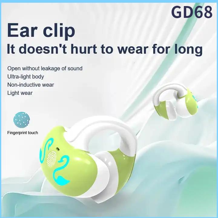 Bán chạy GD68 Tai nghe không dây Bluetooth có Mic LED mát dẫn xương tai HiFi Stereo Thể thao chống n