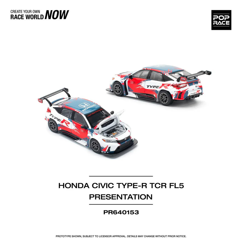 MÔ HÌNH XE PopRace PR640153 HONDA CIVIC TYPE-R (FL5) TCR PRESENTATION