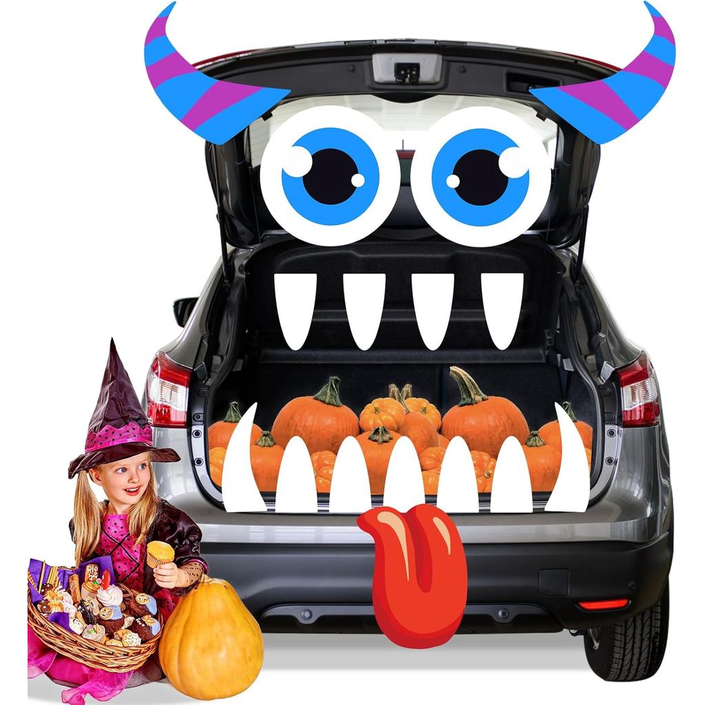 Bộ dụng cụ trang trí xe hơi Monster Trunk or Treat - Trang trí nội thất Halloween trong nhà / ngoài trời - Tường, Vòm nhà để xe, Đề can lò sưởi & Đồ dùng dự tiệc