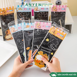 combo 3 Sổ tay ma thuật Scratch Note Capybara Kuromi Cute nhiều sắc màu