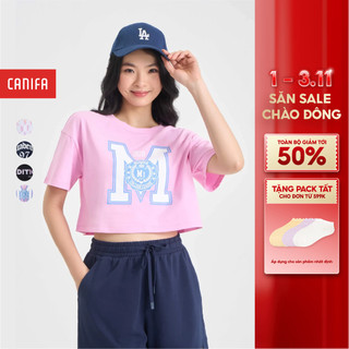  Áo phông croptop nữ CANIFA áo thun cotton có hình in CANIFA 6TS24S020 