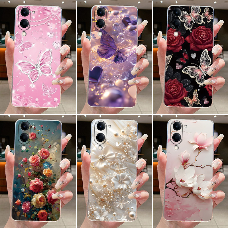 Ốp Lưng Cho Vivo Y04 Thời Trang Sang Trọng Bướm Hoa Trong Suốt TPU Mềm Jelly Ốp Lưng Cho Y04 Vivo Y 