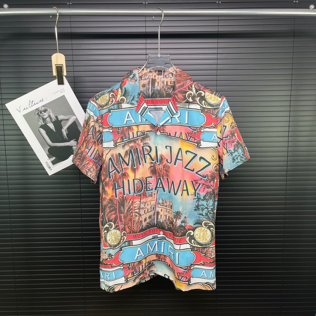 European and American Fashion AM Summer Men's Short Sleeve Shirt Hawaiian Style3D Printed Floral Shi