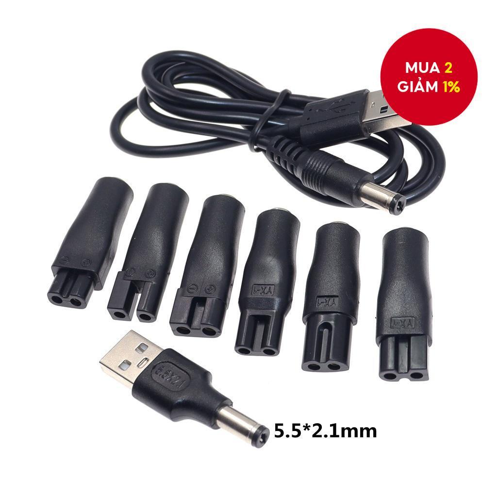 Dây Sạc USB 5V Đa Năng 8 Cái - Bộ Chuyển Đổi Nguồn Điện Thay Thế Cho Tông Đơ Cắt Tóc Điện & Tông Đơ Cắt Tóc