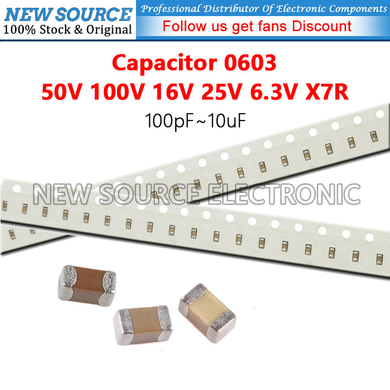 [20 Cái] 0603 SMD 50V 100V 16V 25V 6.3V X7R Tụ 100pF 220pF 360pF 470pF 1nF 1.2nF 2.7nF 4.7nF 10nF 22